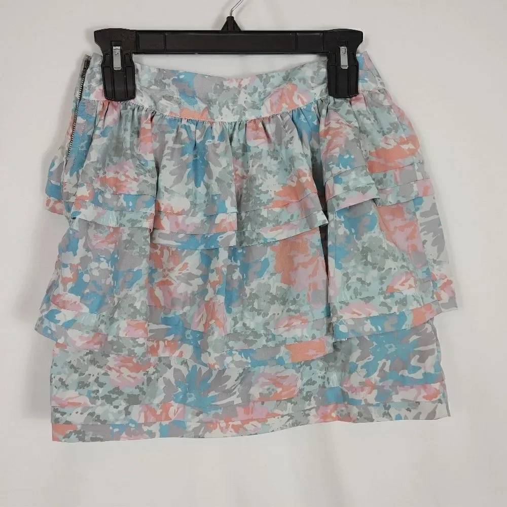 Urban Outfitters Kimchi Blu Watercolor Multicolored Tiered Skirt Women's Size 4.